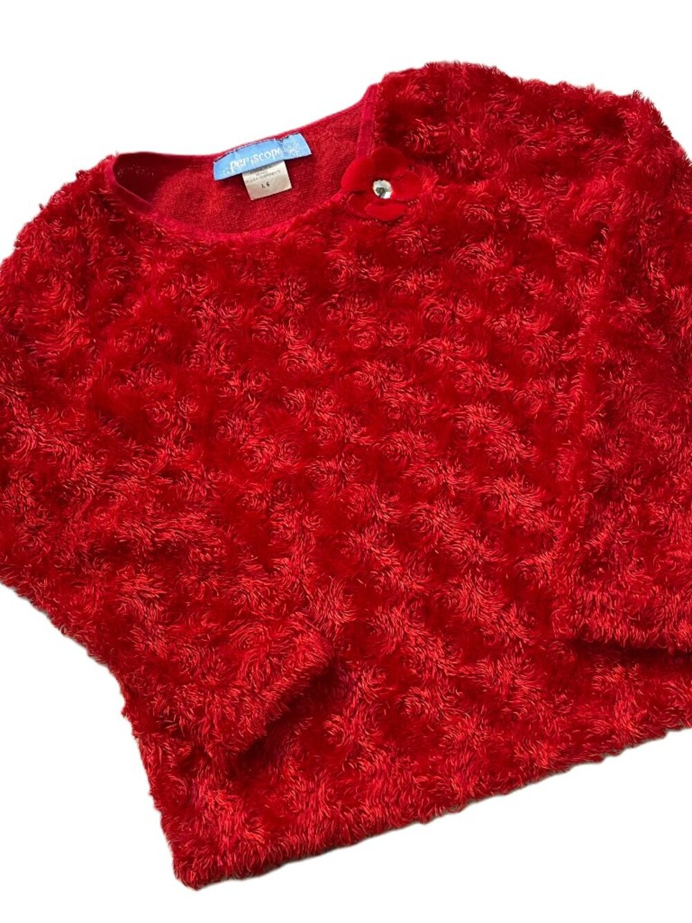 Periscope Brand Red Fluffy Sweater Little Girls Size 6